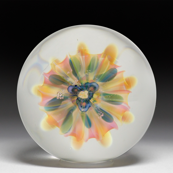 Travis Weber 2006 dichroic mushroom cloud upright flower marble. by Travis Weber