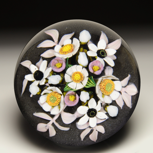 Cathy Richardson 2023 'Pink Prickly Pear Cactus' with pink flowers paperweight. by Cathy Richardson