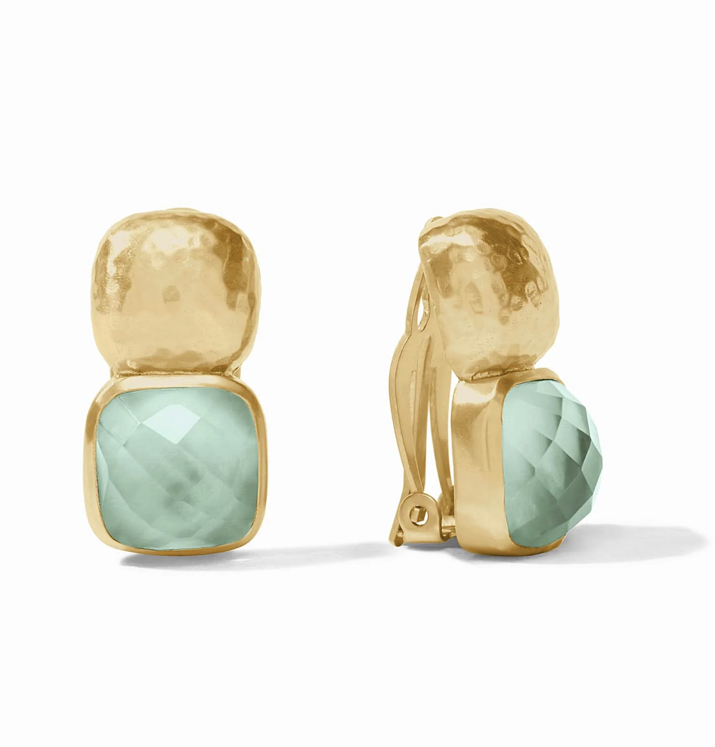 Image of Iridescent Aquamarine Blue Catalina Clip Earrings by Julie Vos