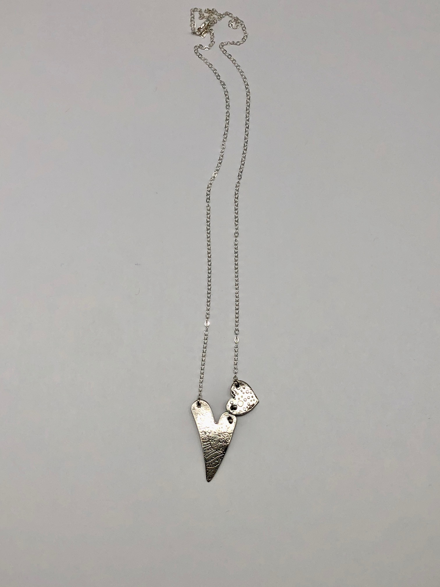 Sterling Double Heart Necklace 18