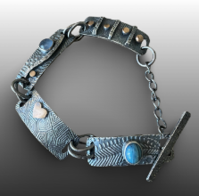 Image of Rustic Sterling Silver Link Bracelet with Heart by Pam Sable