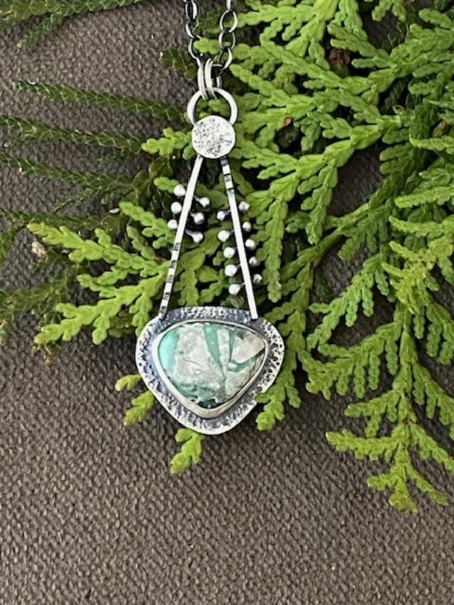 Image of Lucin Variscite and SS Necklace by Michelle Zjala Winter