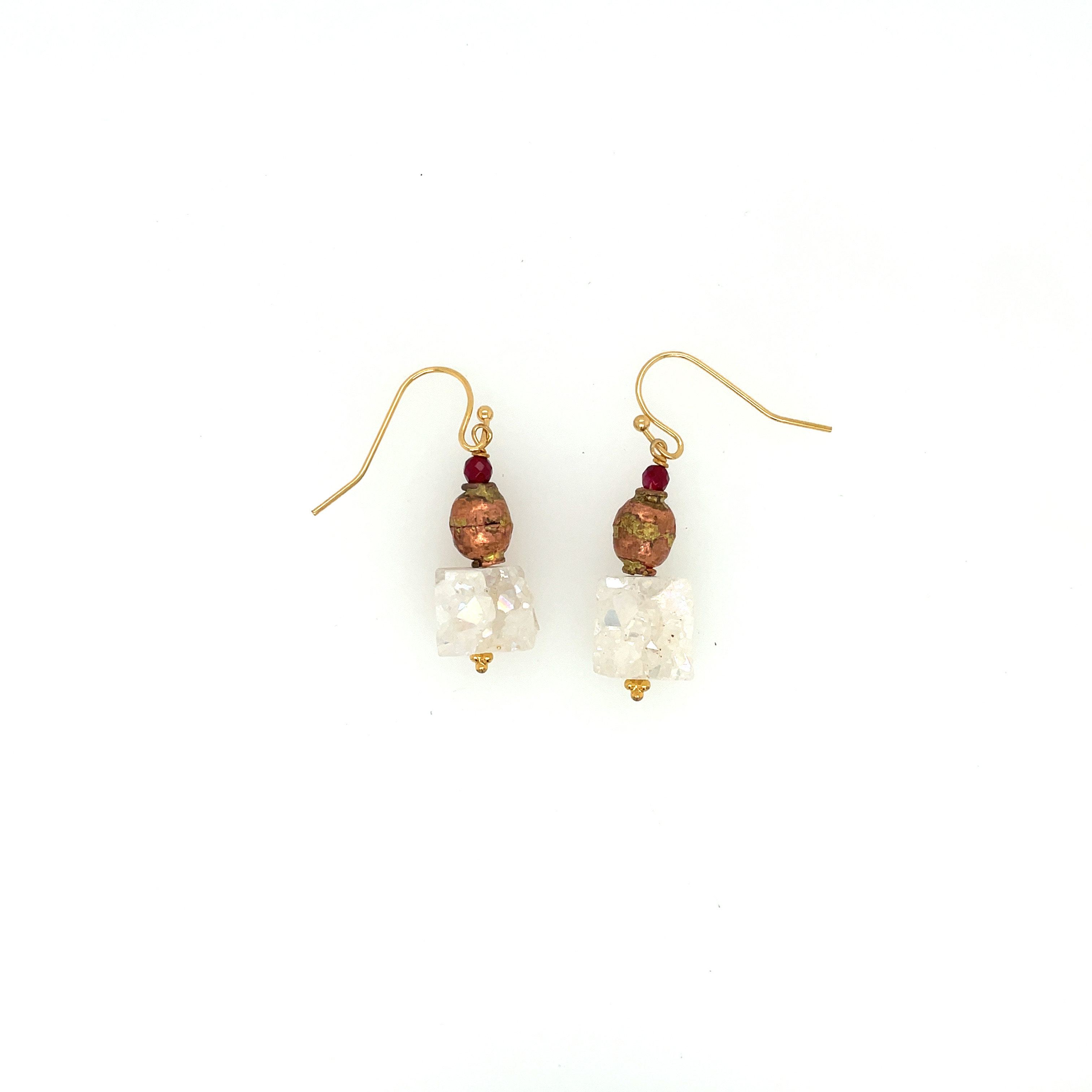 Small sugar, cube agate Drewsey gold filled dangles