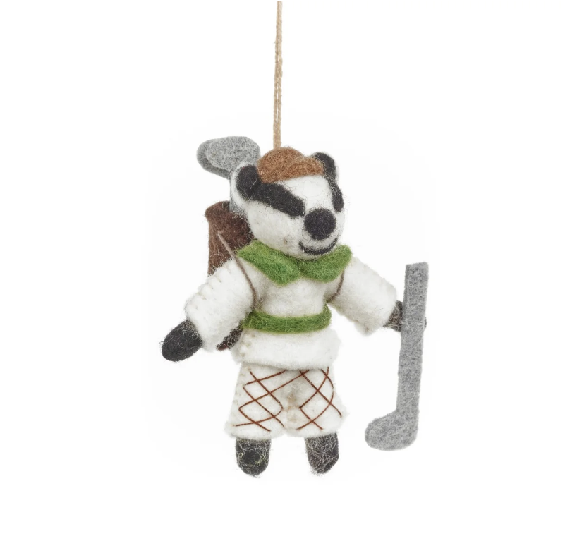 Image of Golfing Badger - Handmade Felt Ornament by  Felt So Good