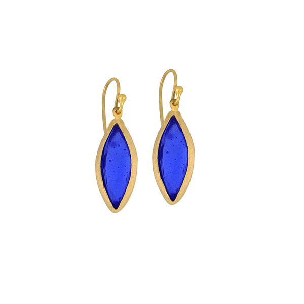 Marquise Dainty Wire Earrings in Cobalt