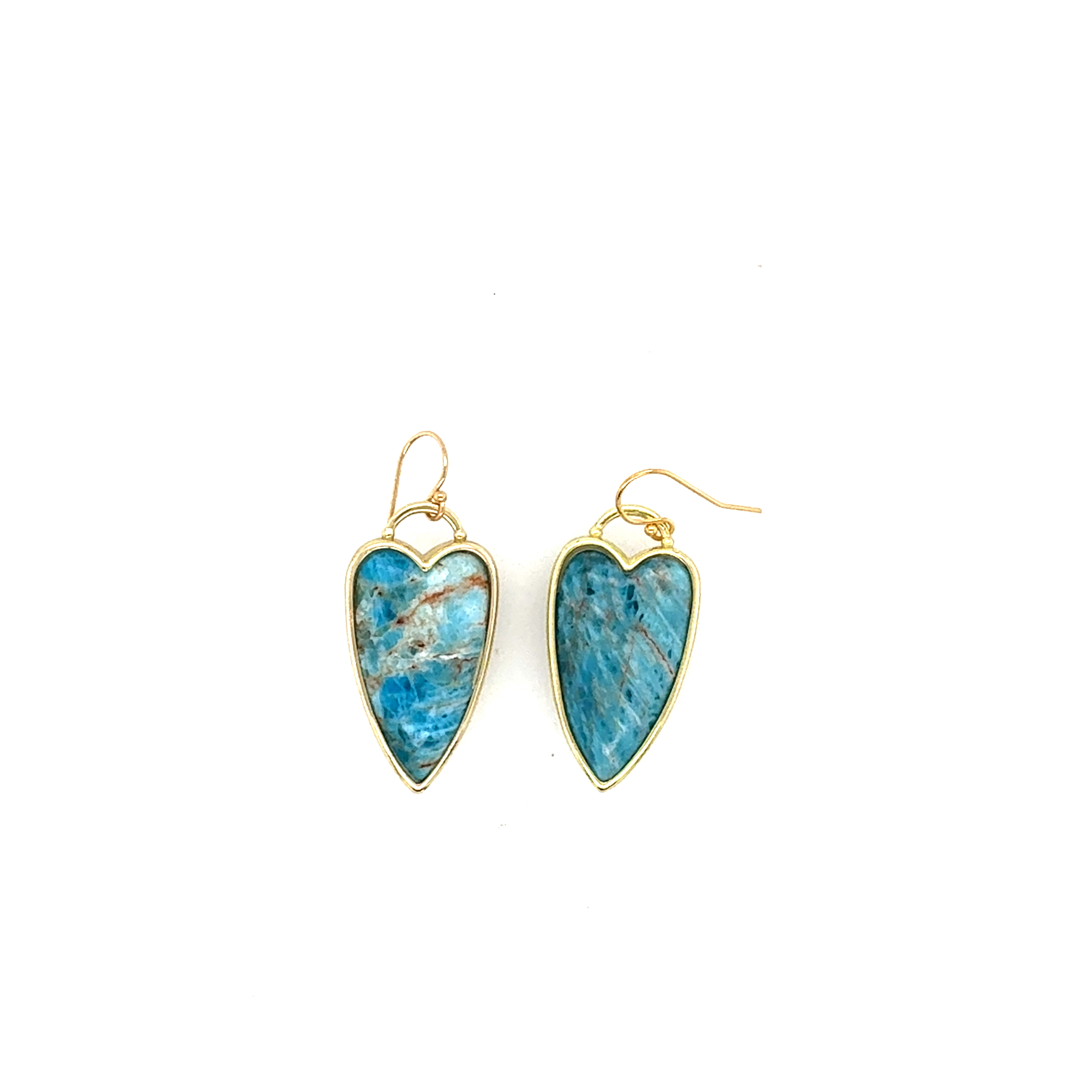 Image of Blue Jasper Heart Pendant Earrings - 14k Gold Fill - Trunk Show by  RACH B Jewelry