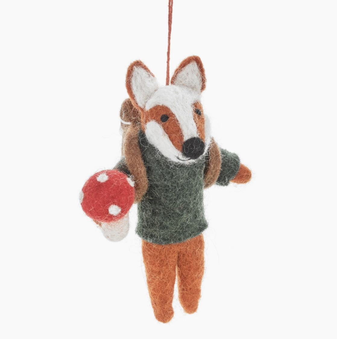 Frankie the Foraging Fox - Handmade Felt Ornament