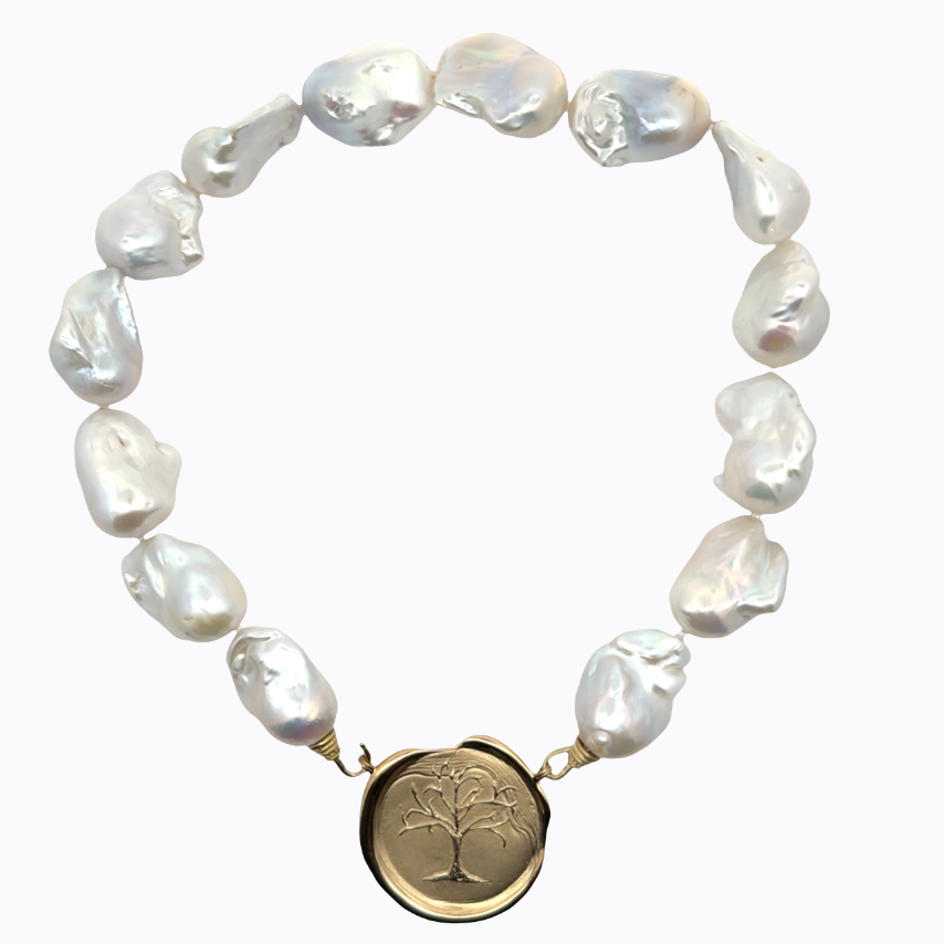 Image of Extra Large High Luster Baroque Freshwater Pearls with Hand Cast Bronze Gold Hooks by Marcia McDonough