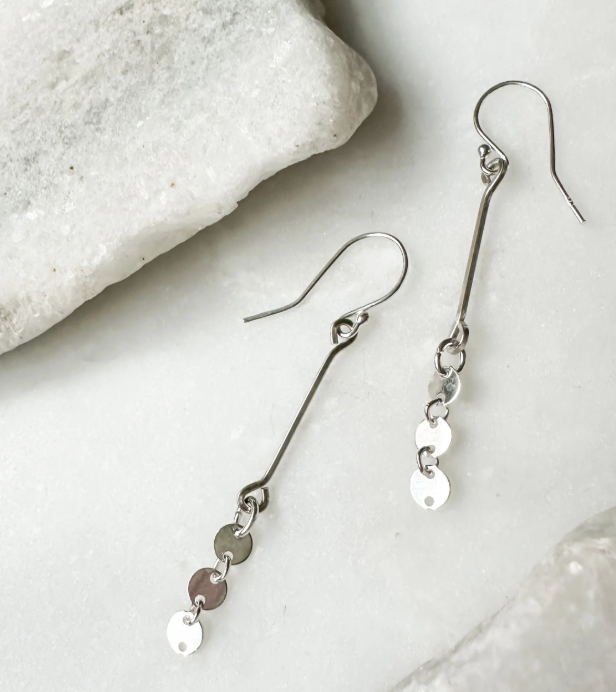 Image of Coin Bar Drop Earrings, Sterling - Trunk Show by  RACH B Jewelry