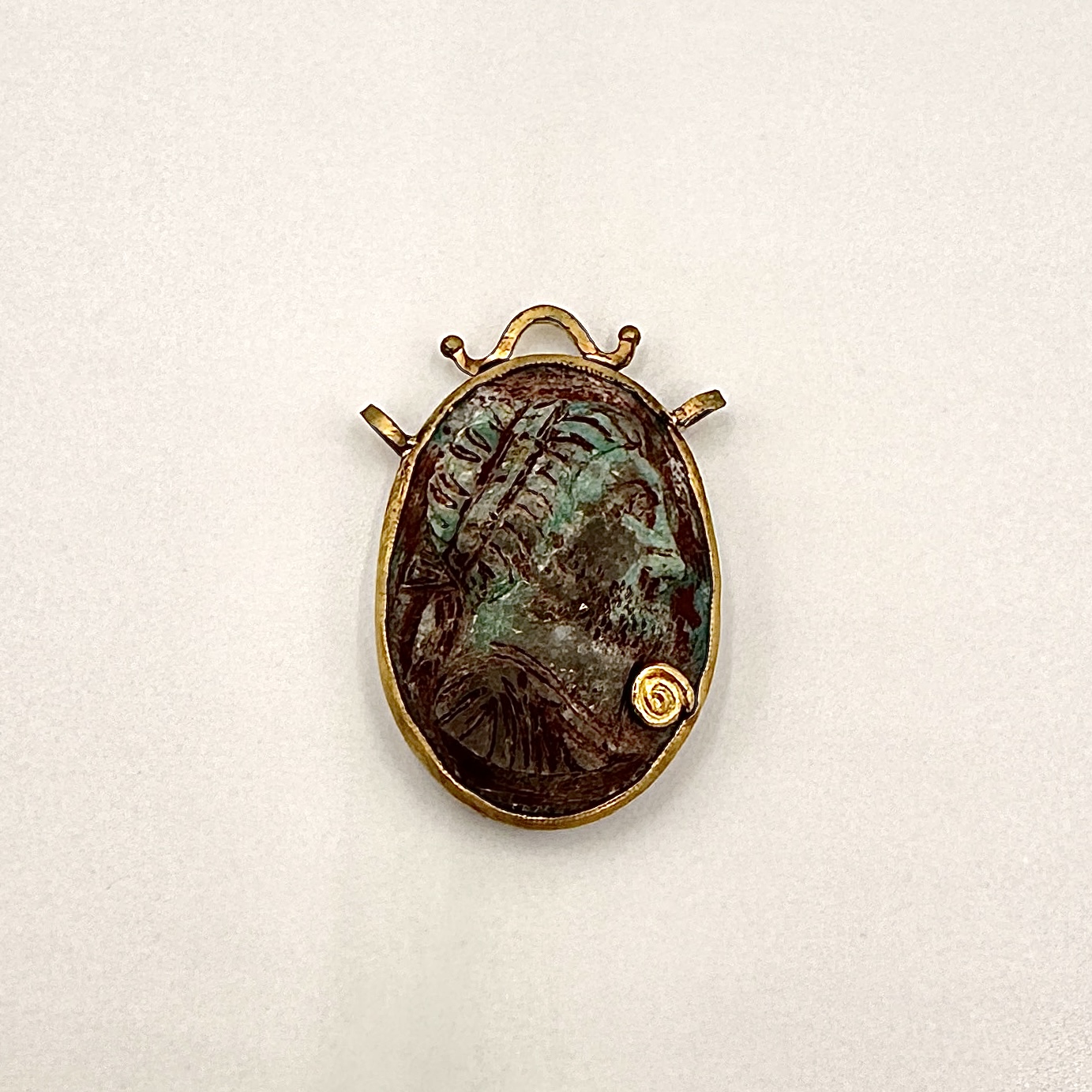 Image of 24 Karat Gold and Oxidized Sterling Handmade Raw Turquoise Julius Caesar Centerpiece by Marcia McDonough