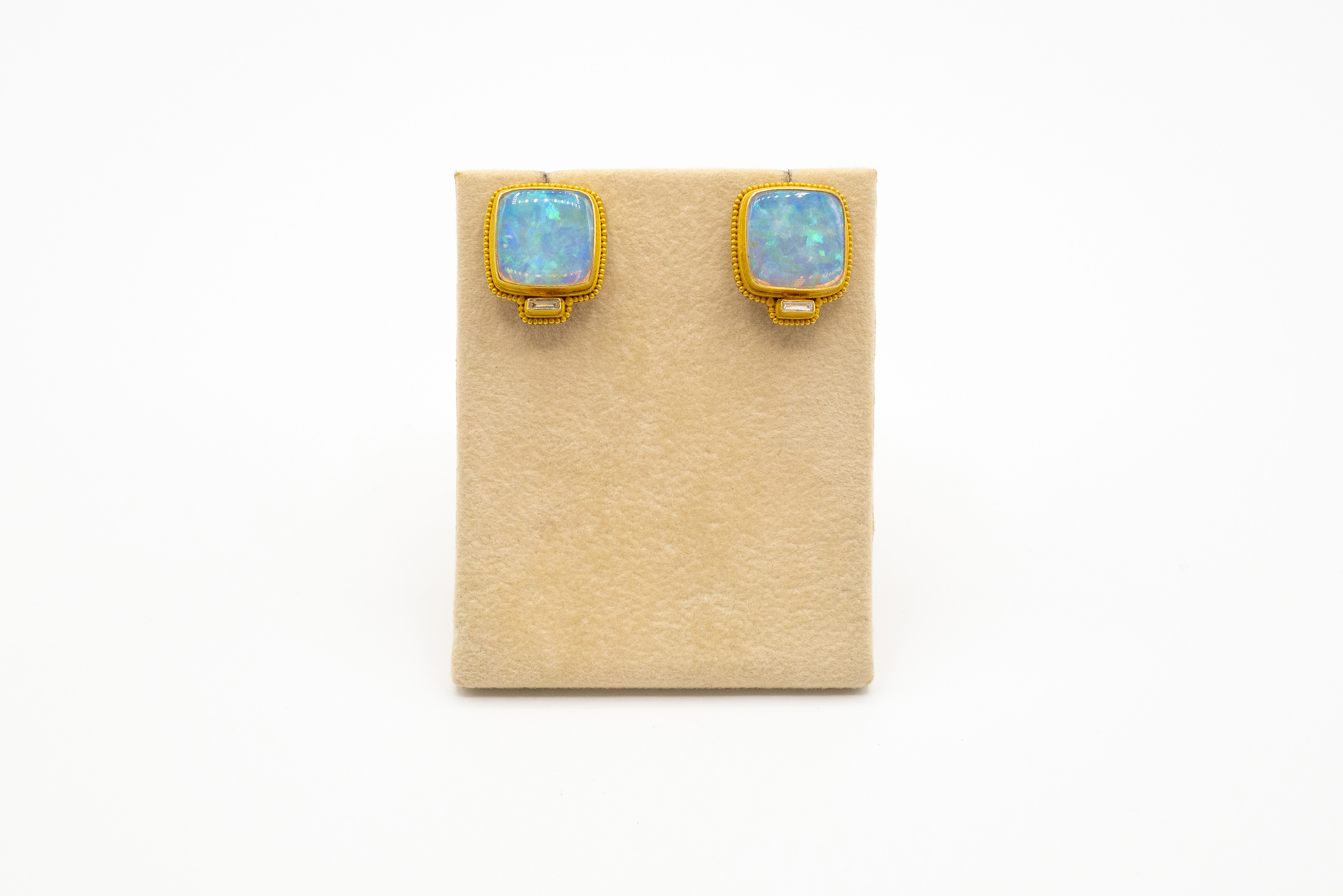 MAB 21-0055 Opal, Diamond and 22k Gold Earrings
