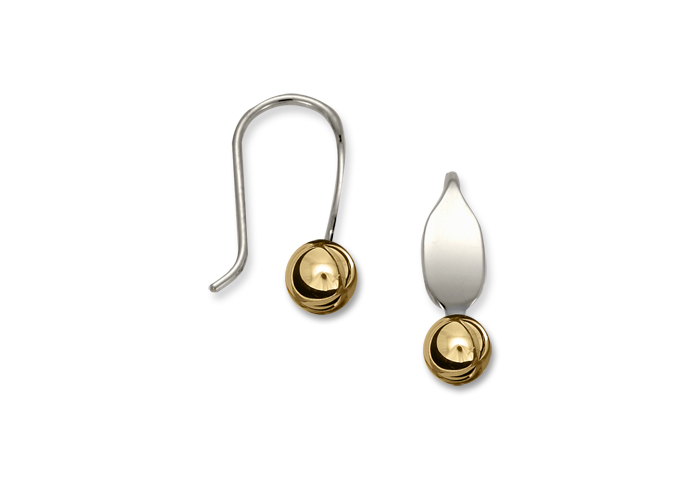 La Petite Earring with 14k Large Gold Ball, Sterling Silver