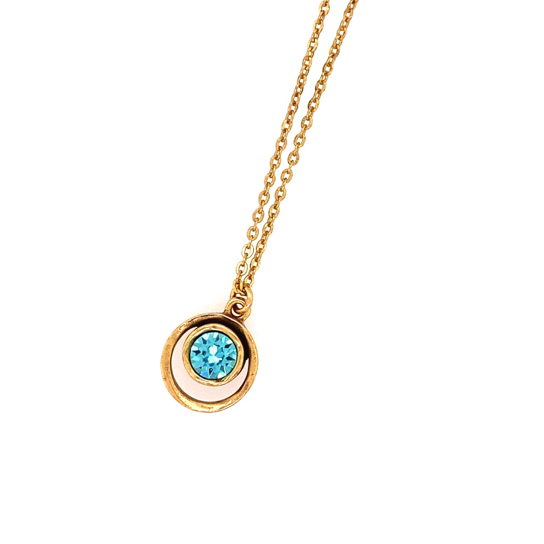 Skeeball Necklace in Gold, Light Turquoise