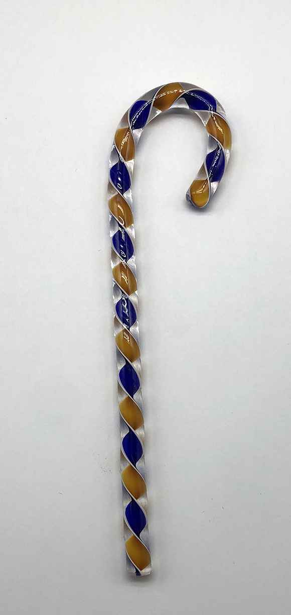 Blown Glass Candy Canes - Blue/Gold