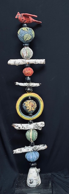 Image of Rainbow Bird Totem by Nancy Briggs