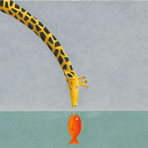 Giraffe And Fish by  Guido Pigni Print - Masterpiece Online