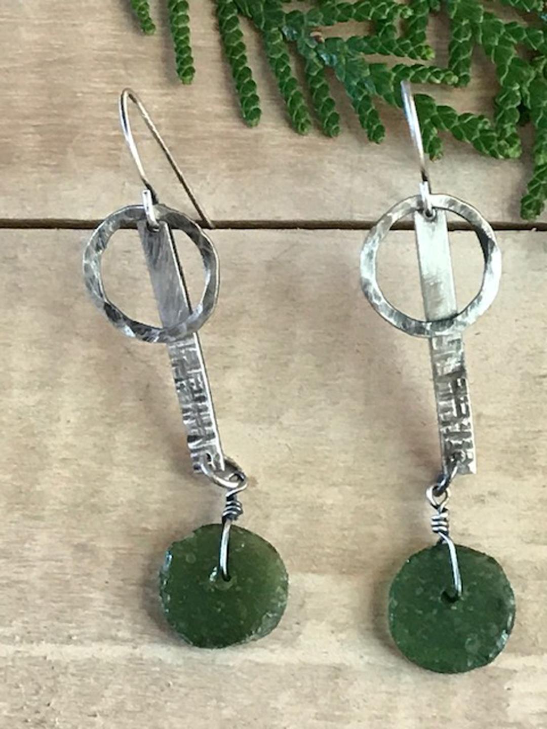 Roman Glass Earrings in Sterling Silver