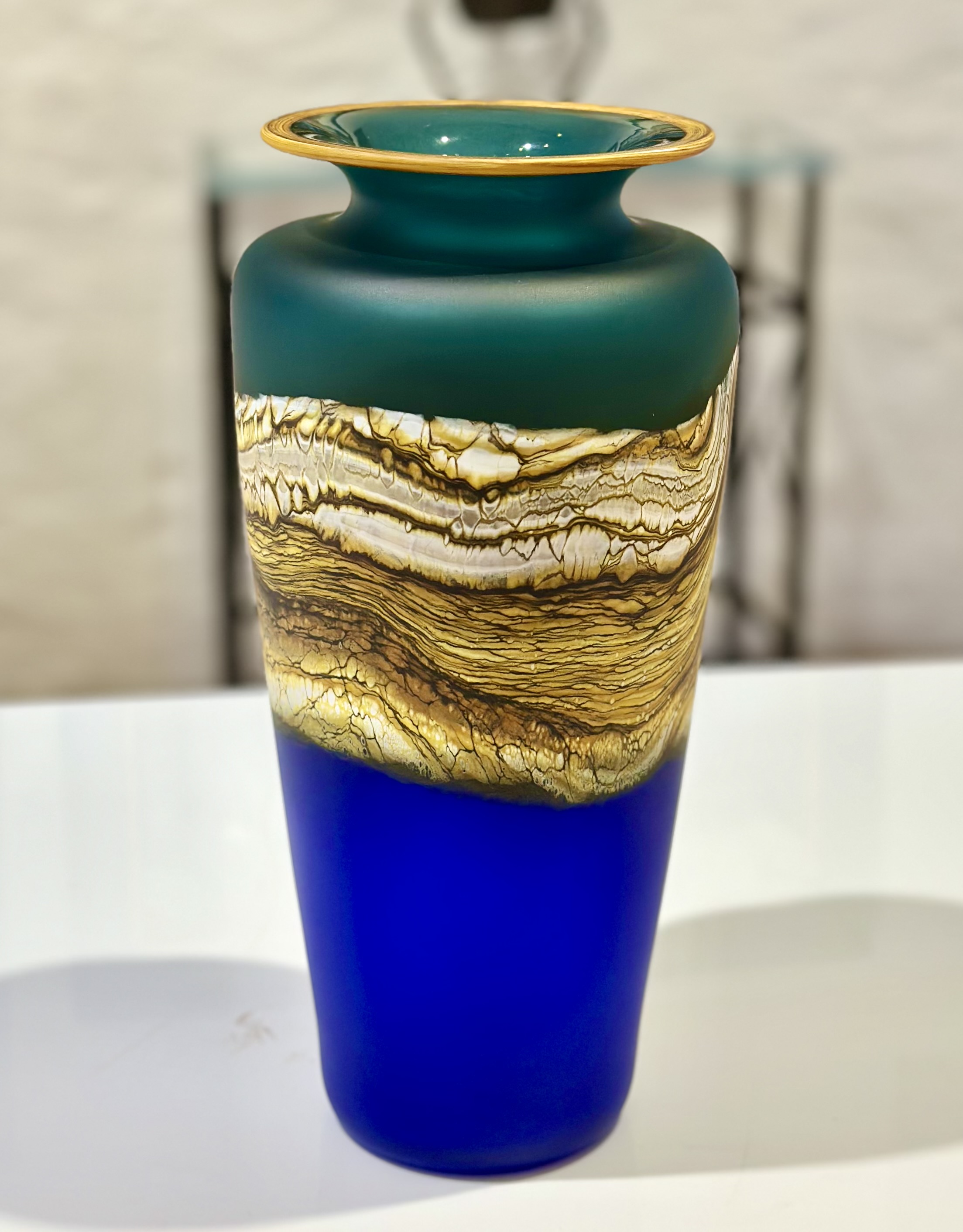 Image of Translucent Strata Traditional Urn - Sage/Cobalt by Stephen Gartner & Danielle Blade