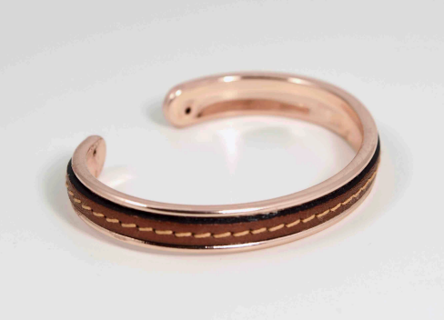 Image of Rose Gold Stitched Leather Bracelet by Barbara Rand