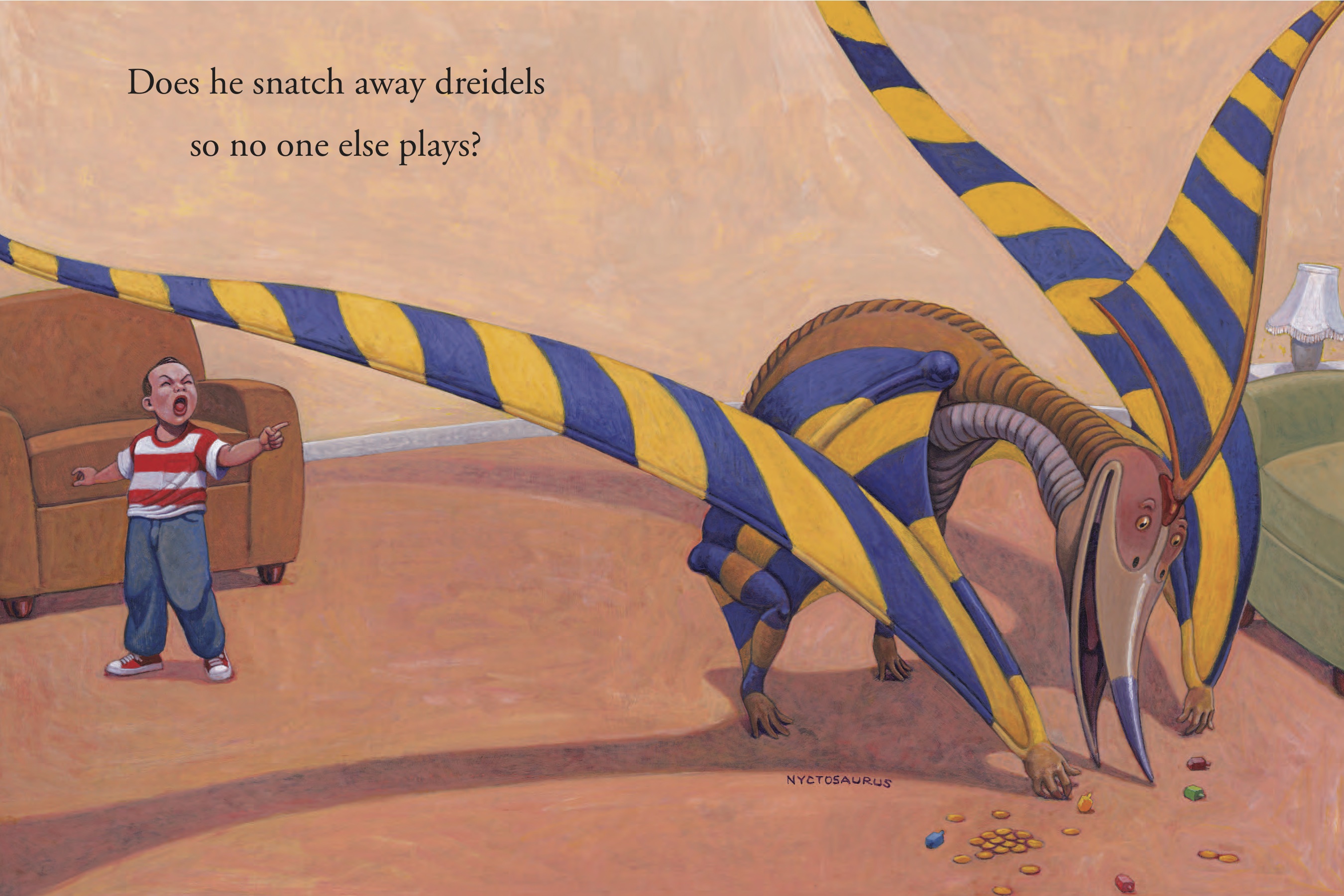 Dino Snatches Dreidel... by  Mark Teague - Masterpiece Online
