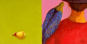 Bird On Mans Shoulder by  Nathalie Novi - Masterpiece Online