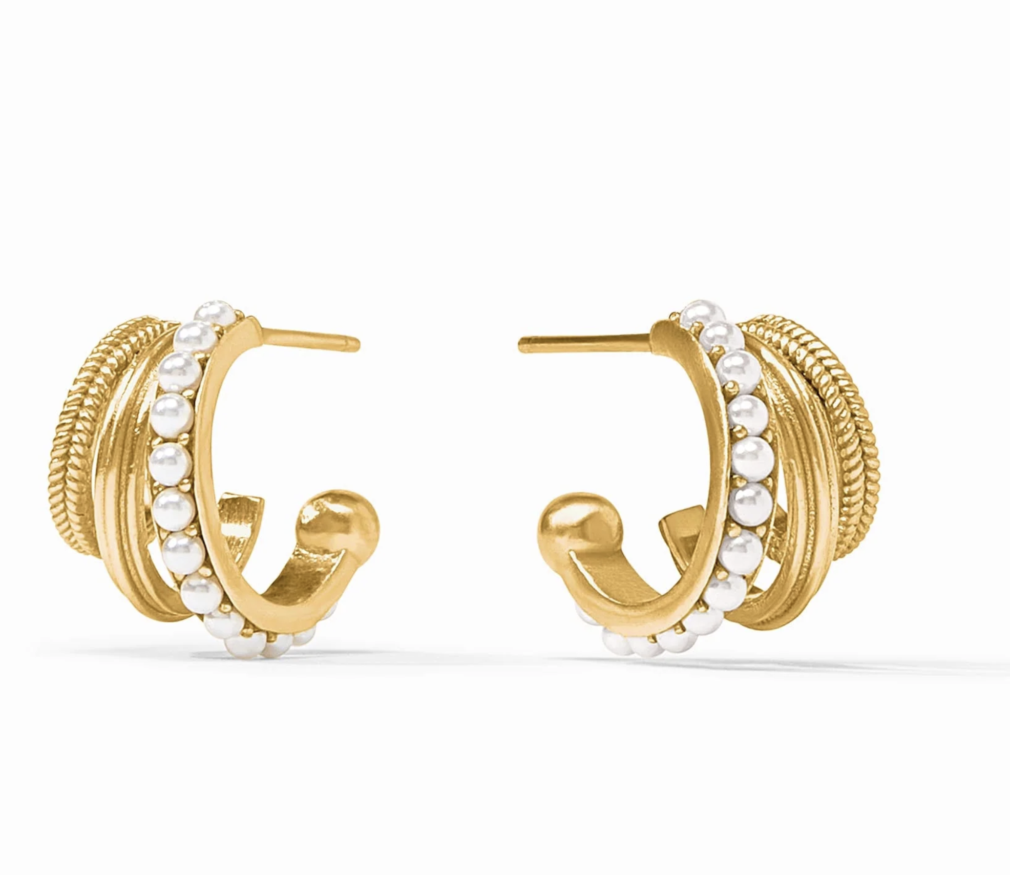 Image of Hydra Triple Hoop Earrings, Pearl by Julie Vos