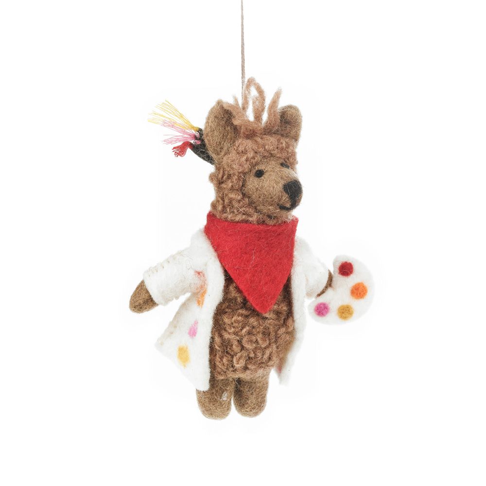 Artist Alpaca - Handmade Felt Ornament
