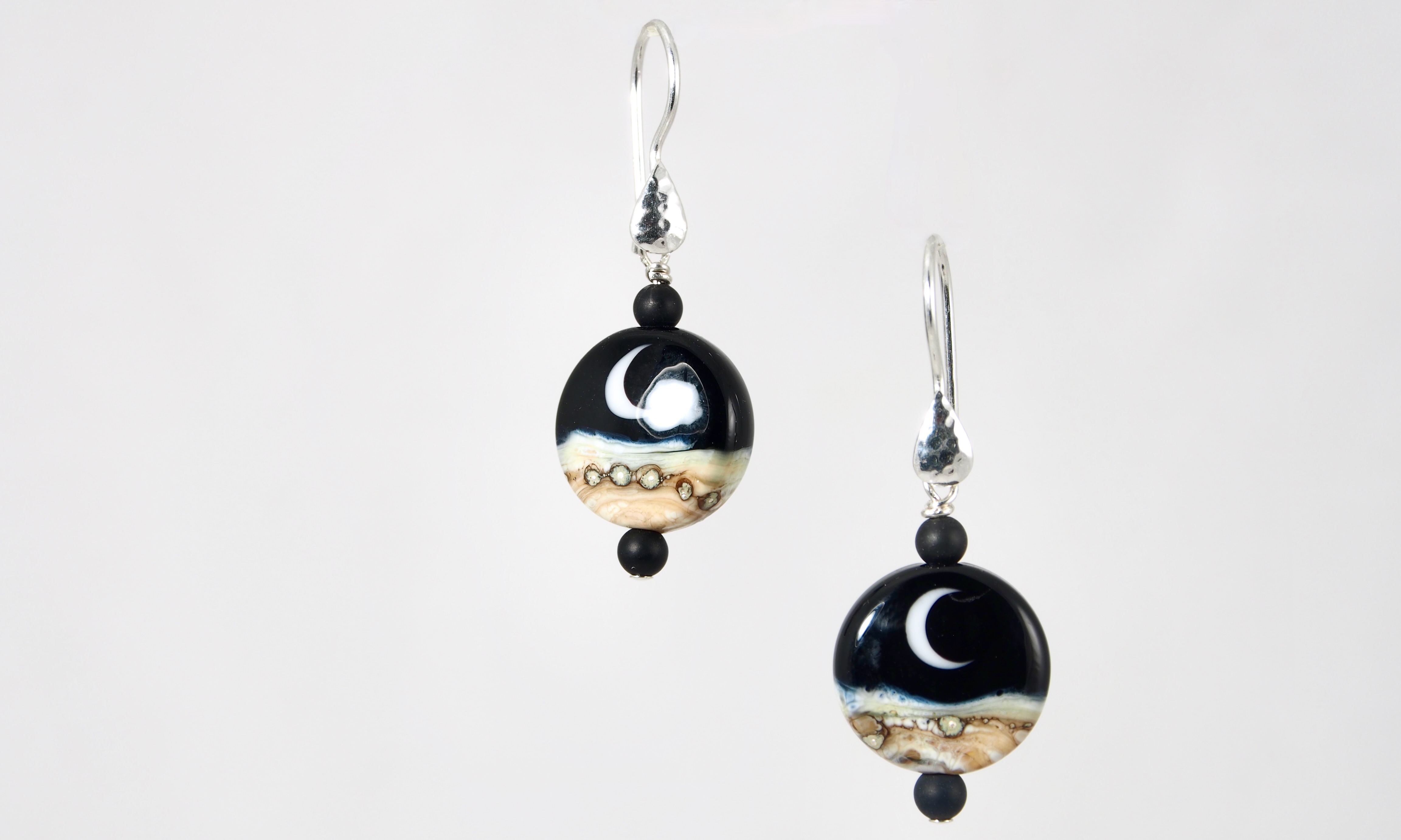 Moonrising Earrings - Handmade Glass Beads/Sterling