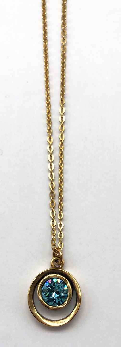 Image 1 for Skeeball Necklace in Gold, Light Turquoise Skeeball Necklace in Gold, Light Turquoise
