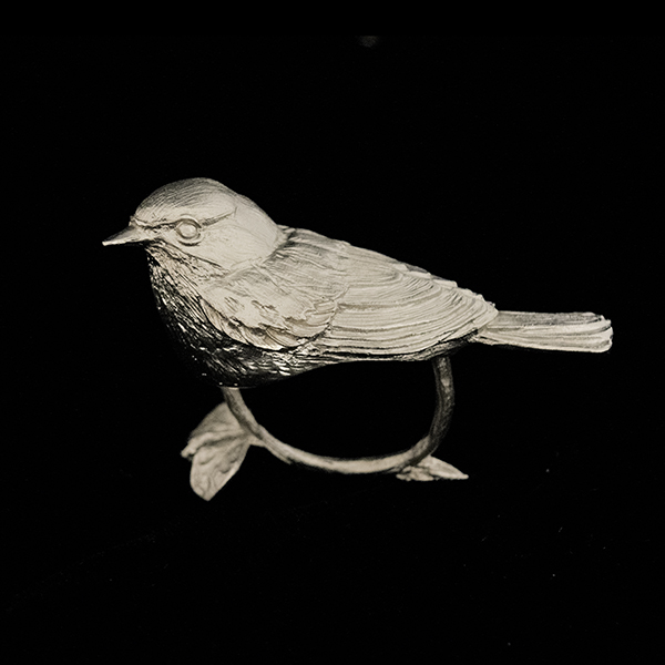 Warbler Napkin Rings, Antique Pewter