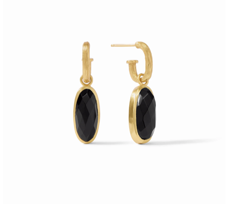 Obsidian Black Ivy Hoop & Charm Earrings