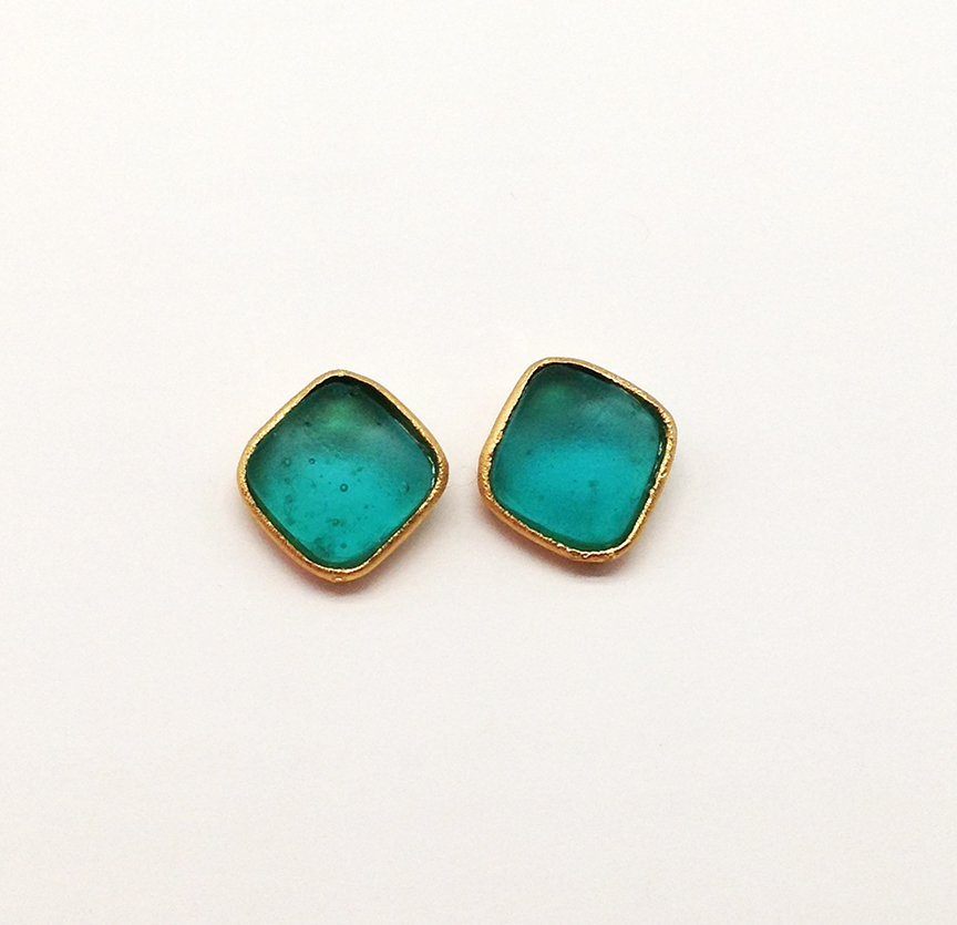 Image 1 for Bubble Diamonds Post Earrings in Teal Bubble Diamonds Post Earrings in Teal