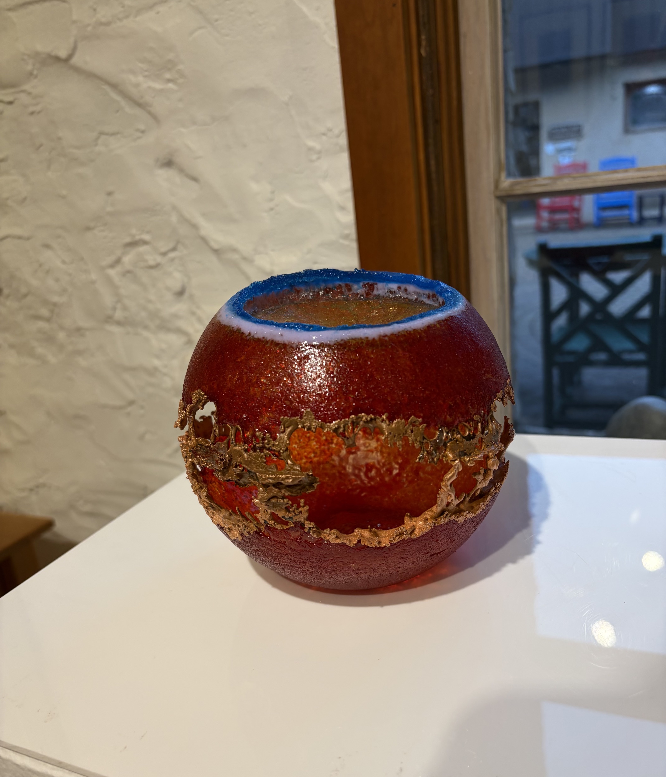 Image of Barnacle, Large - Red with Blue Rim by Deanna Clayton