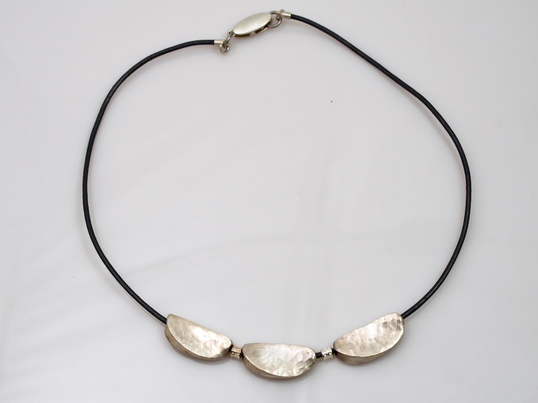 Image of Sterling and Leather Necklace by Barbara Rand