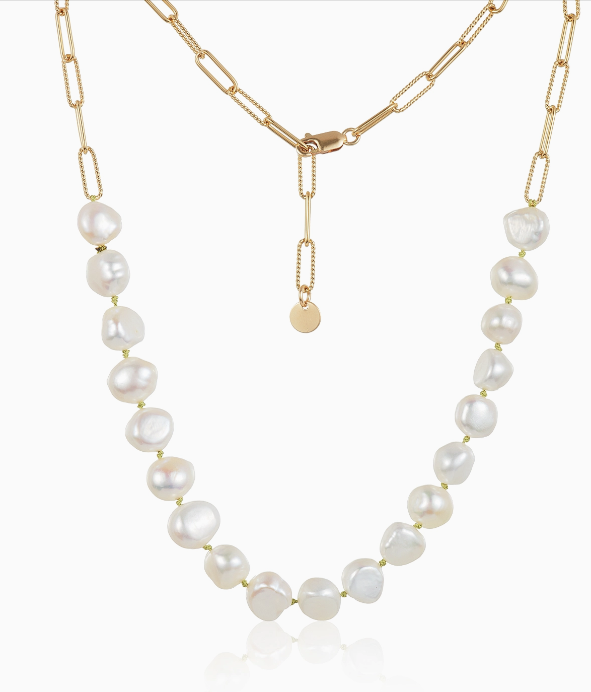 Image of Allura Paperclip Chain Necklace, White Pearl by Mabel Chong
