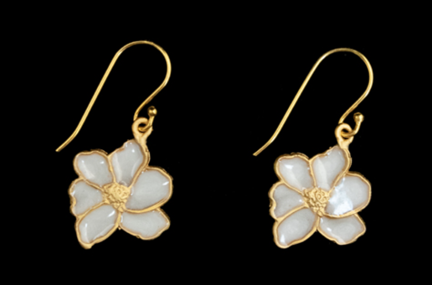 Image of Plique-a-Jour Blossom Wire Earrings by Michael Michaud