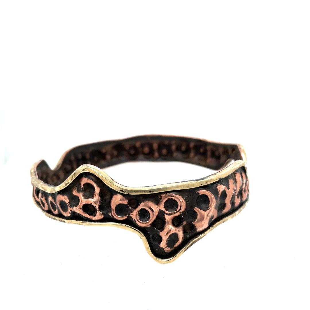 Image of Double Texture Bangle, Brass & Copper by Sue Sachs