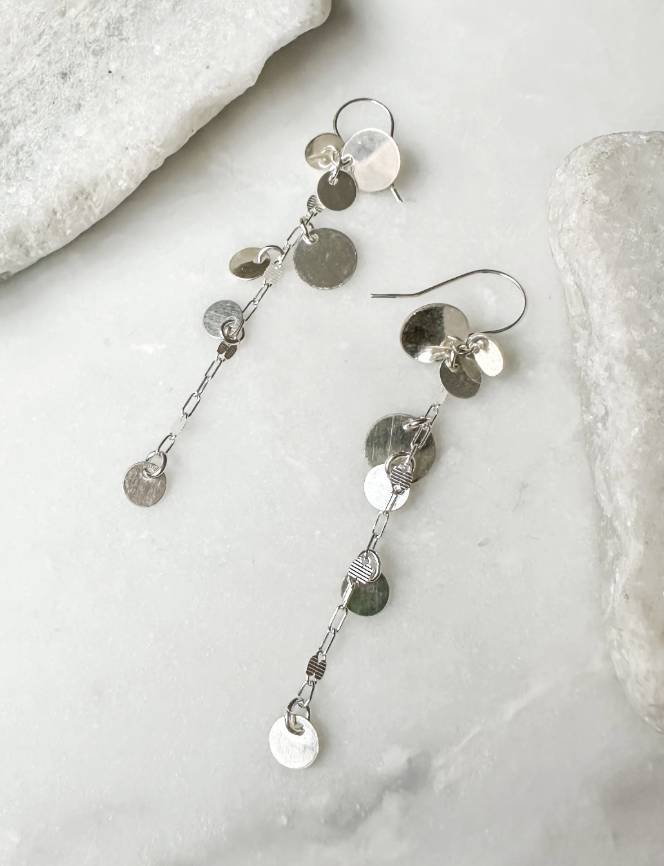 Image of Coin Cluster Dangle Earrings, Sterling by  RACH B Jewelry