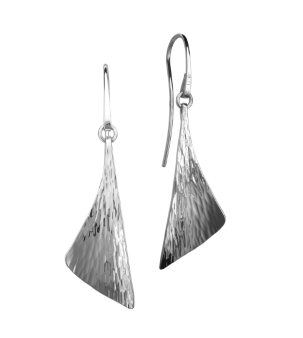 Water Sterling Silver Earrings, Medium