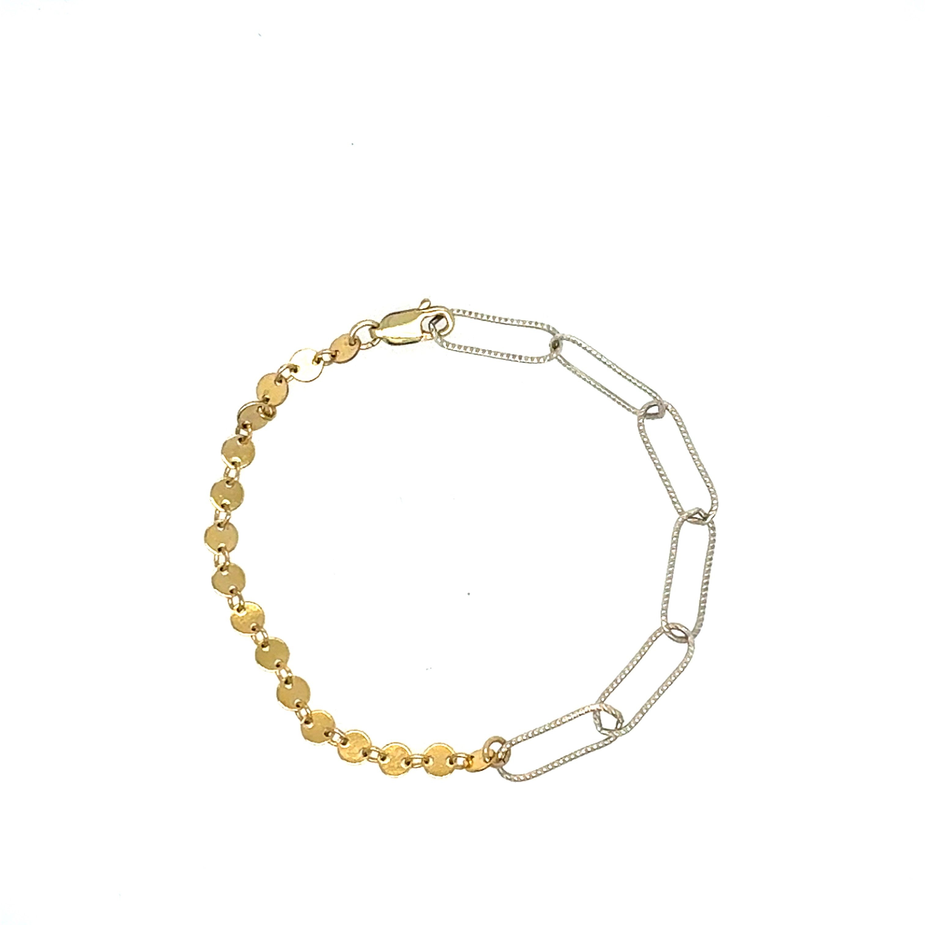 Image of 14k Gold Fill Coin Chain and Textured Sterling Chain Bracelet, 7.25