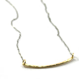Gold Bar Necklace with Gunmetal Oxidized Chain