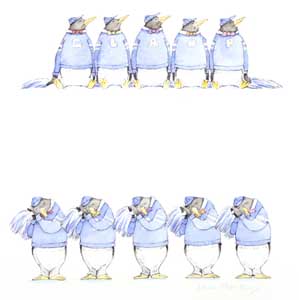 Two Rows Of Penguins by  Lynn Munsinger - Masterpiece Online