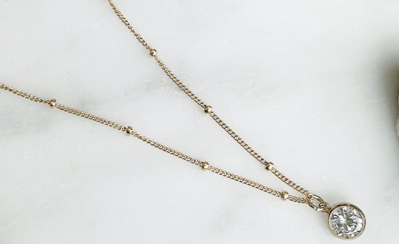 Image of Cubic Zirconia Bezel Short Necklace - 14k Gold Fill by  RACH B Jewelry