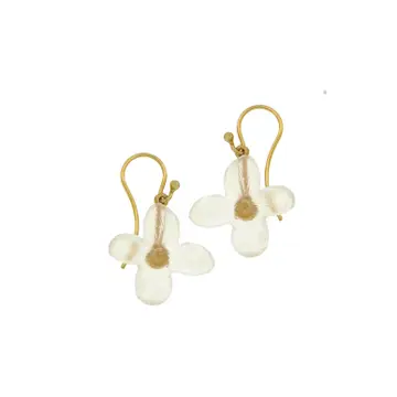 Image of Hydrangea Single Drop Wire Earrings in Frosted Clear by Michael Vincent Michaud