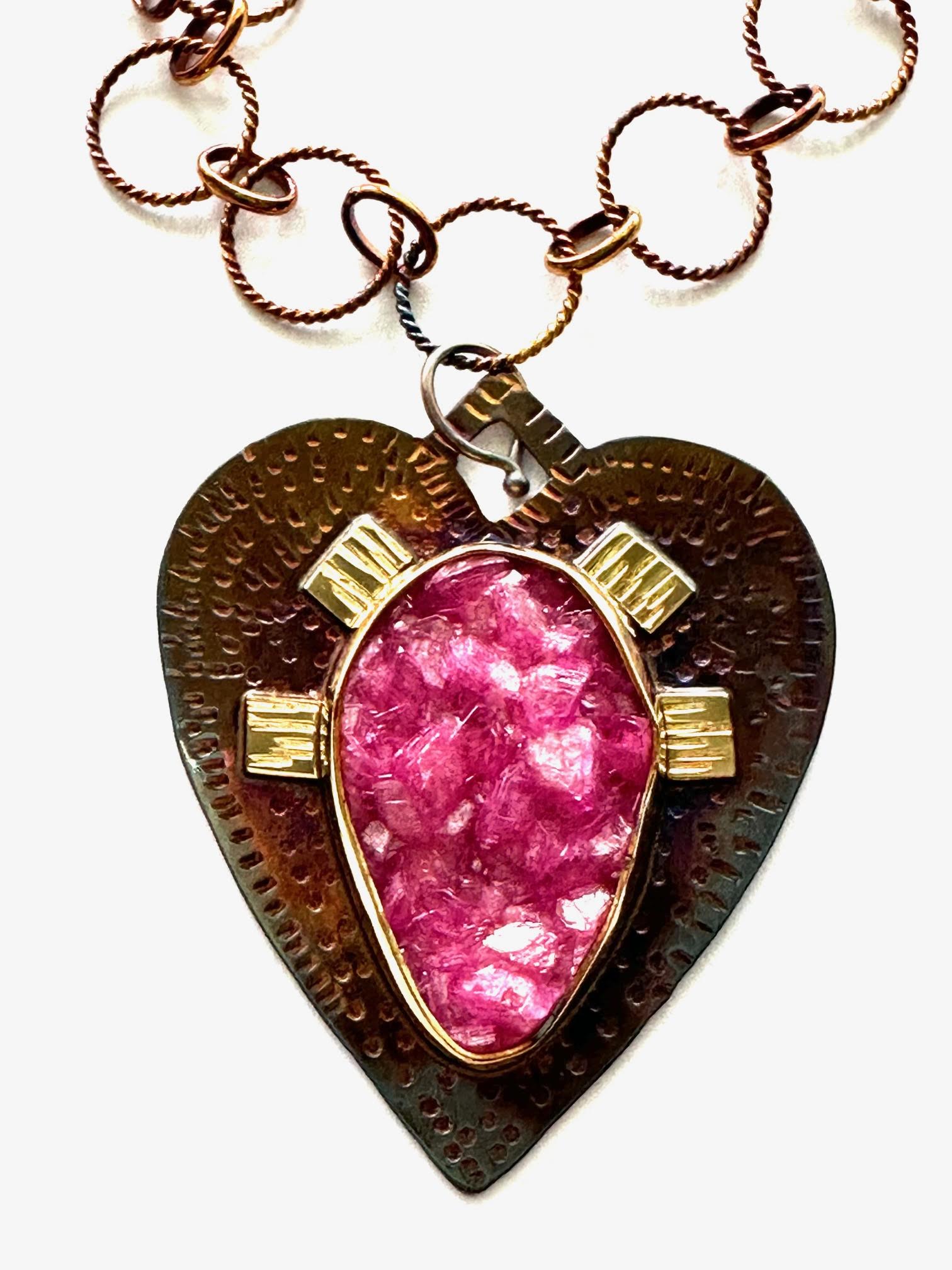 Image of Sterling Silver, Fine Silver Bezel, 18k Gold, and Cobalto Calcite Druzy Necklace by Julie Shaw