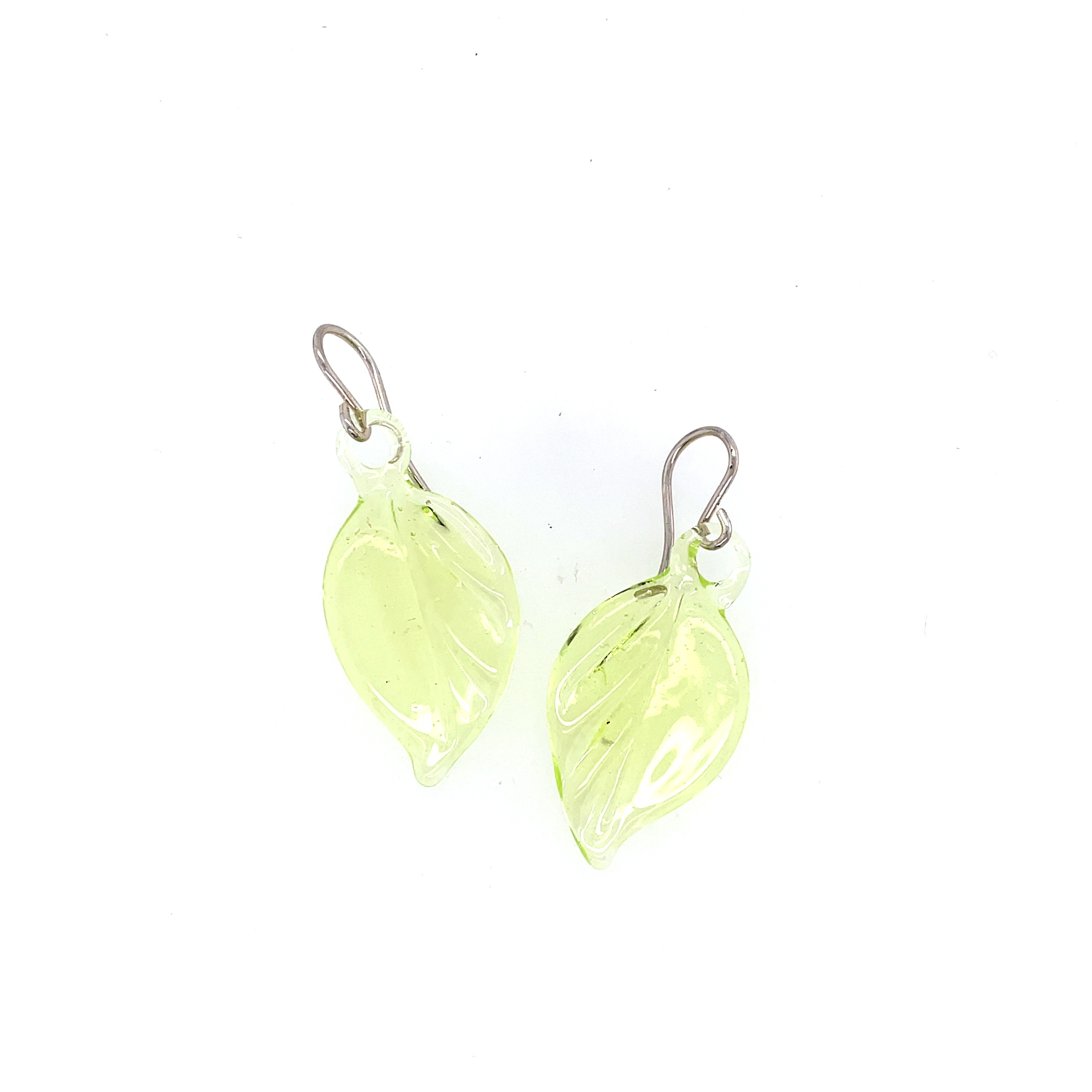 Lime Green Aspen Leaf Earrings on Sterling Silver Wires