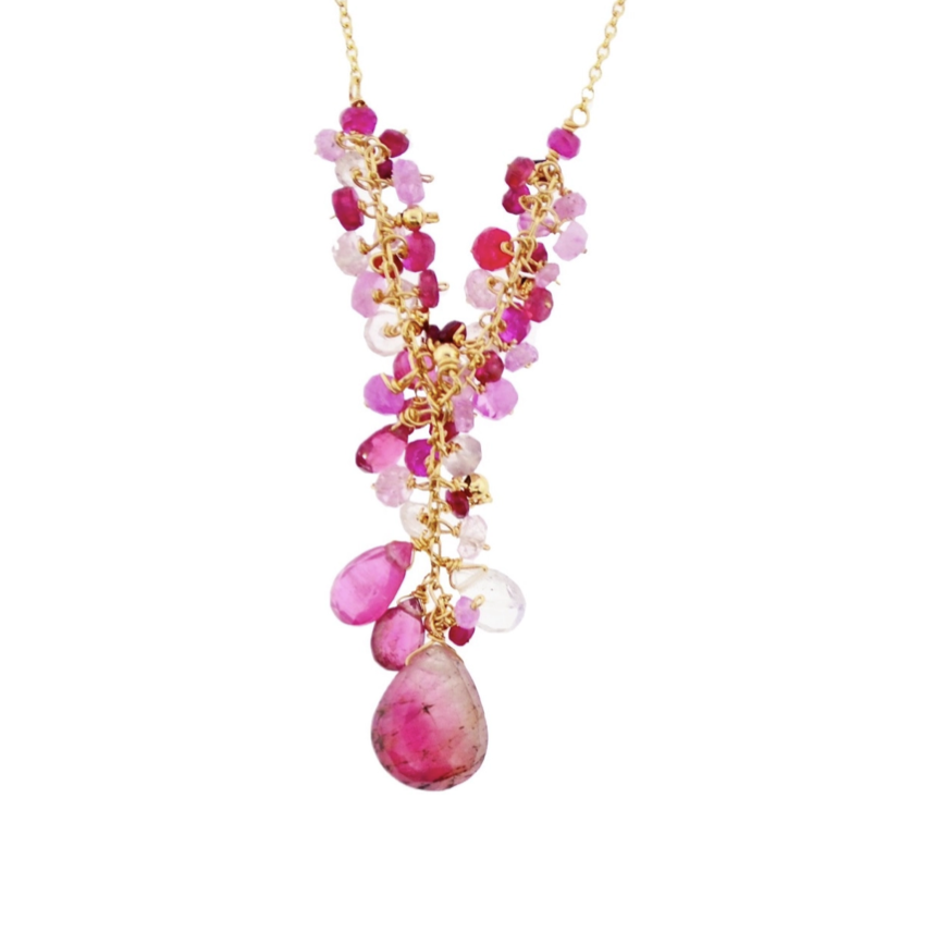 Petite Clusters Necklace, Ruby