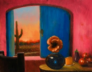 Interior with Poppy and Window View