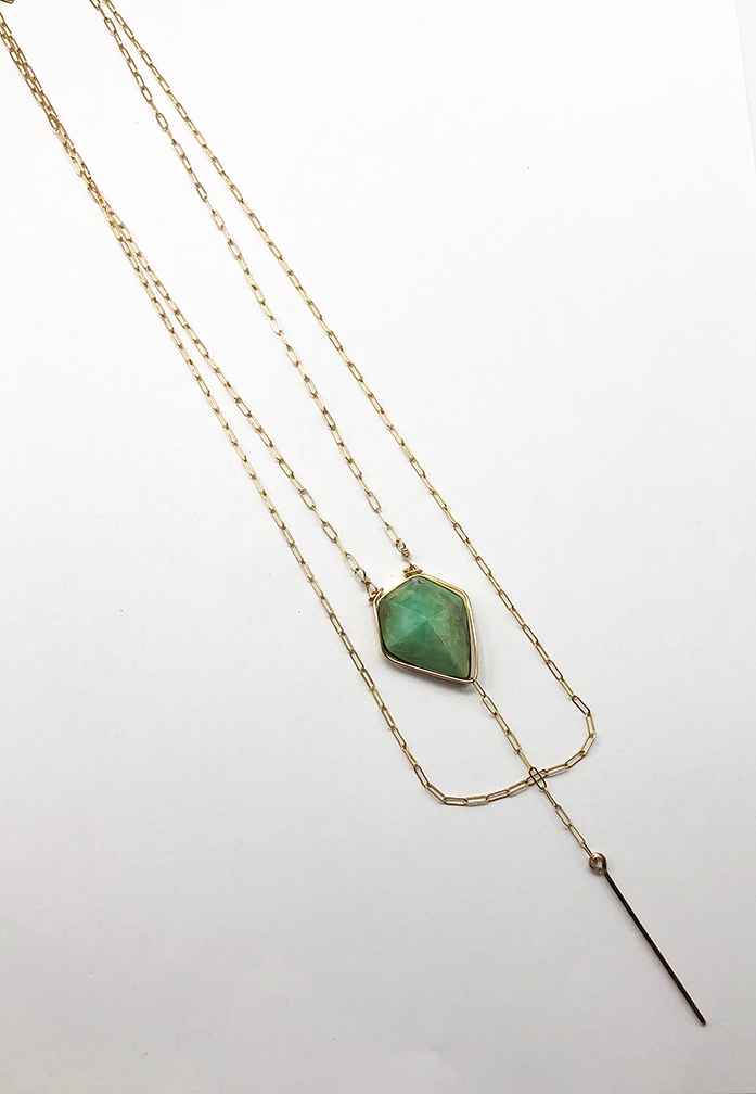 Chrysoprase Prism Double Layer Necklace