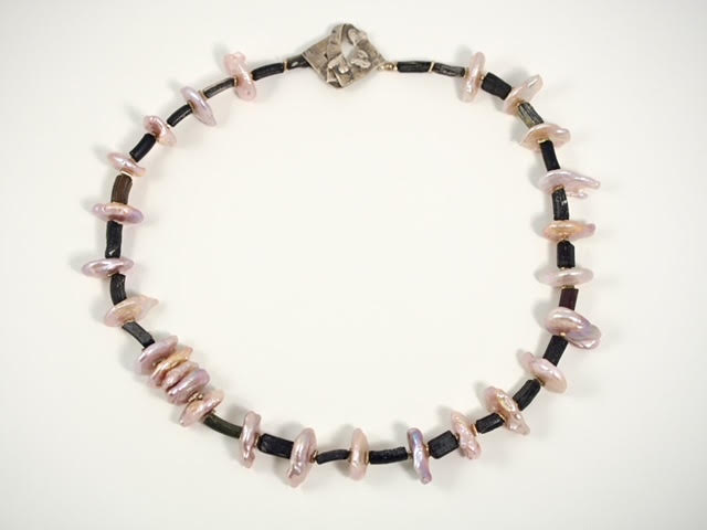 Image of Sterling, Pink Pearl, and Ancient Glass Necklace by Barbara Rand